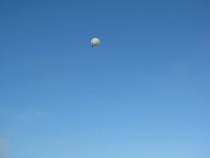 The balloon, bobbing crazily in the wind.