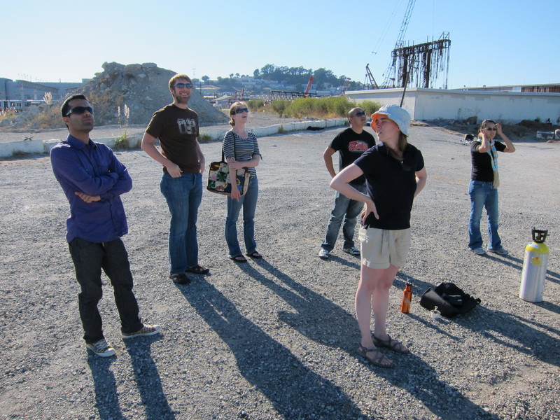 Hoshi, TJ, Erica, Patrick, Holly, and Karen watching the launch.