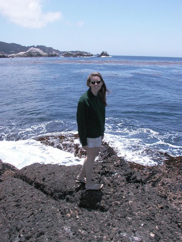 Holly with the ocean as a backdrop