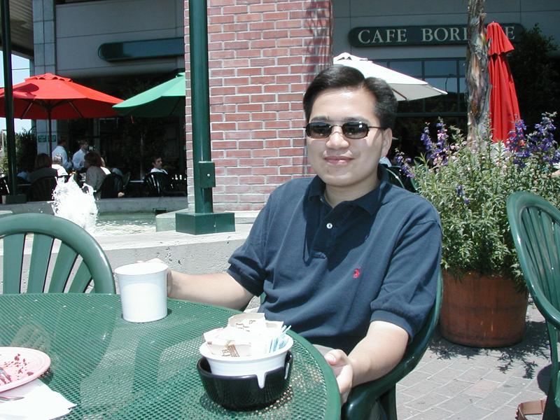 Andrew sitting at Cafe Barrone