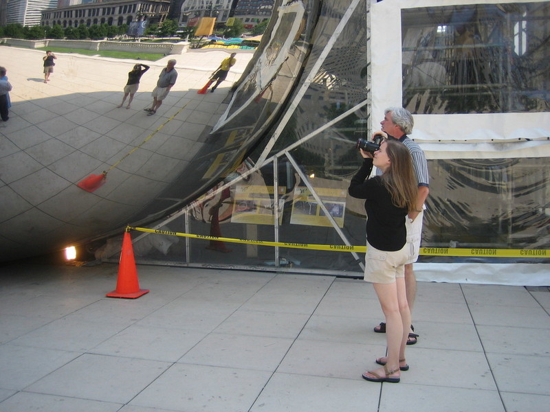 Holly and her father by the bean